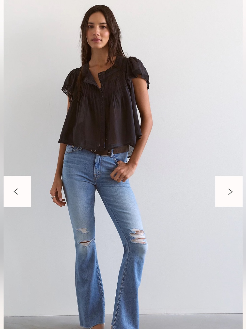 Free People Monica Square Neck Button Down Top